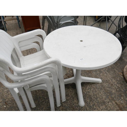 111 - PLASTIC TABLE & CHAIRS