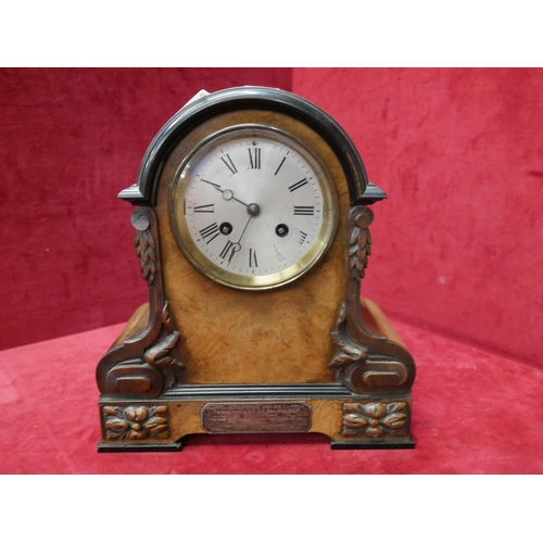 242 - BURR WALNUT MANTLE CLOCK