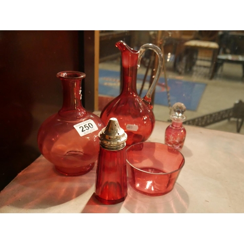 250 - RUBY GLASS X 5 PIECES