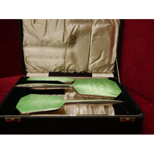 251 - SILVER & ENAMEL DRESSING TABLE SET