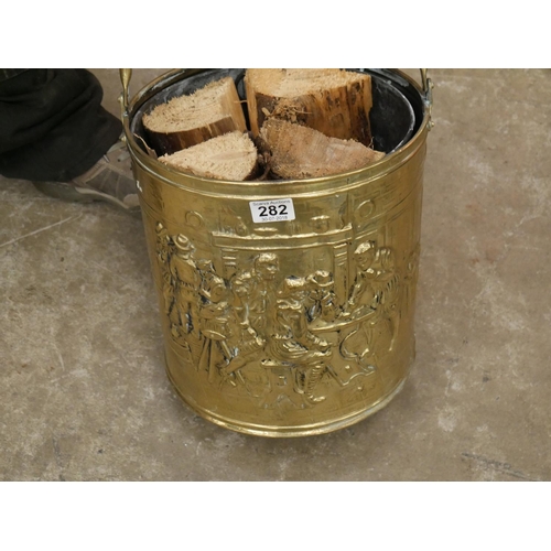 282 - BRASS LOG BUCKET & LINER