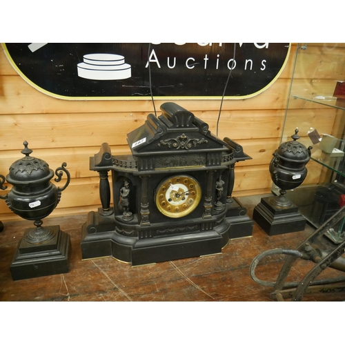 287 - VICTORIAN SLATE CLOCK SET