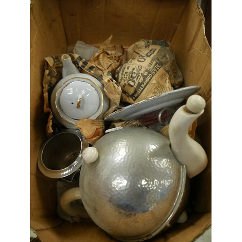 751 - BOX OF TEA POTS ETC