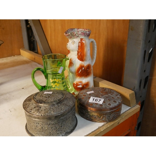 167 - JOB OF CERAMICS, GLASSWARE & TINS