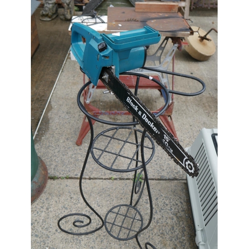 61 - PLANT STAND & ELECTRIC CHAINSAW