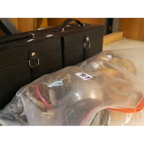 917 - BAG OF COSTUME JEWELLERY & 2 JEWELLERY BOXES