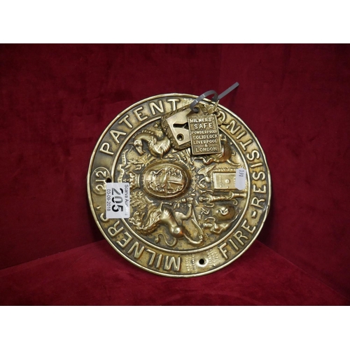 205 - BRASS SAFE PLAQUE