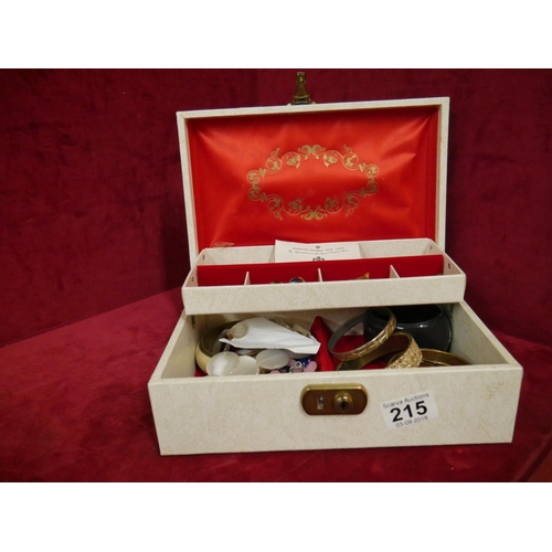 215 - JEWELLERY BOX & CONTENTS