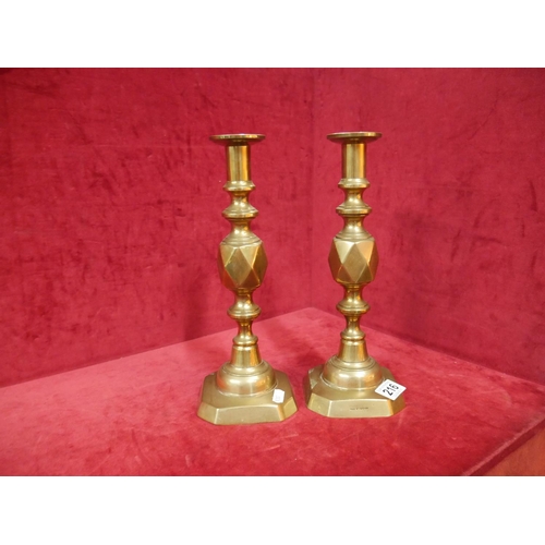 216 - PAIR OF BRASS CANDLESTICKS