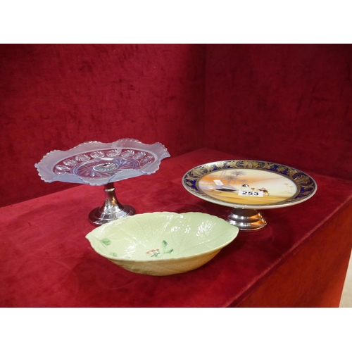 253 - CARLETONWARE DISH PLUS 2 CAKE STANDS