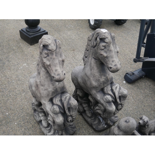 43 - PAIR OF CONCRETE HORSES