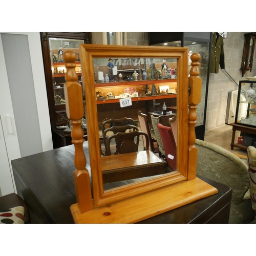 637 - PINE DRESSING TABLE MIRROR