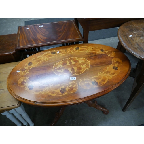 664 - INLAID OVAL COFFEE TABLE