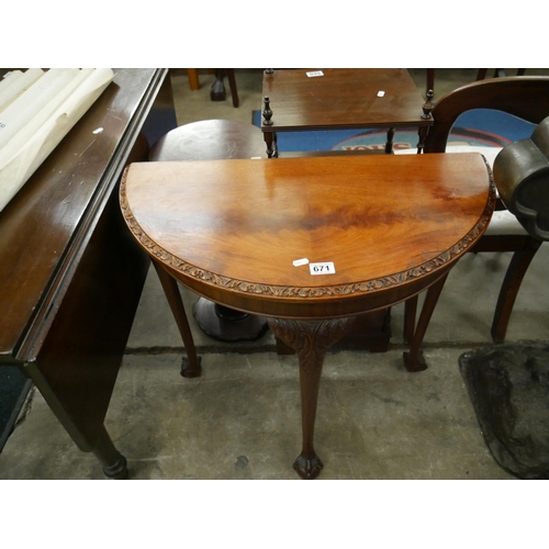 671 - CARVED HALL TABLE