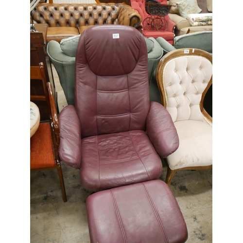 717 - LEATHER SWIVEL CHAIR & STOOL