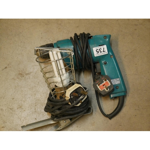 735 - INSPECTION LAMP & ELECTRIC DRILL