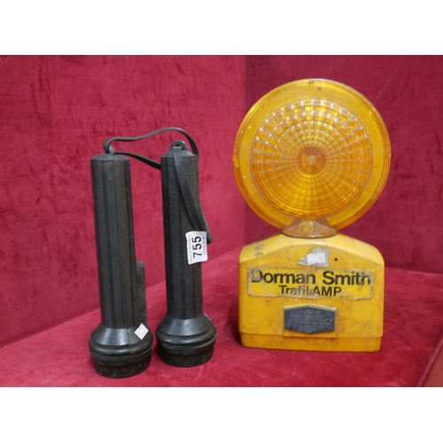 755 - 2 TORCHES & TILLBAWN LAMP