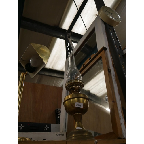 801 - BRASS OIL LAMP