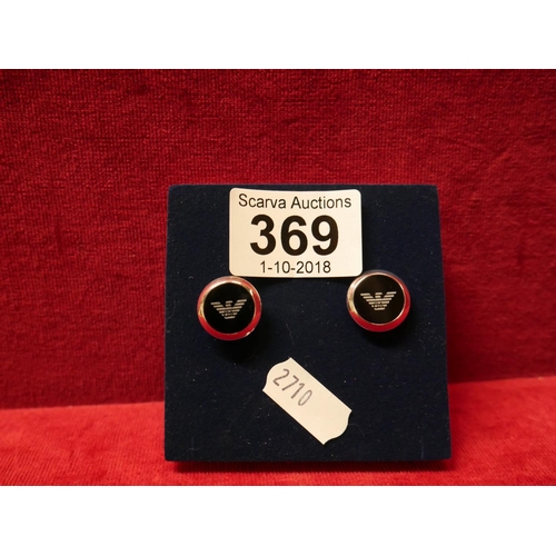 369 - PAIR OF SILVER ARMANI CUFFLINKS