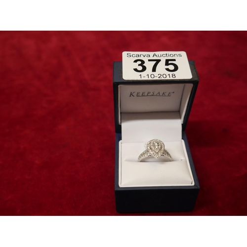 375 - 9K WHITE GOLD KEEPSAKE RING SIZE Q