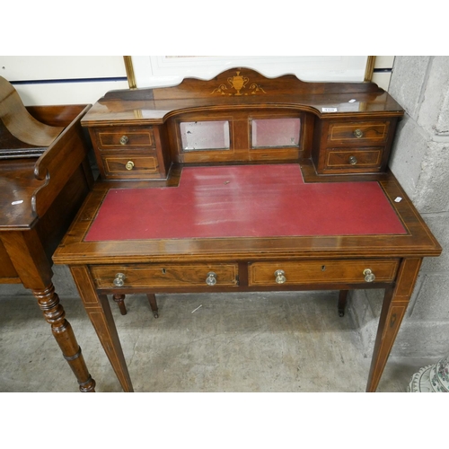 408 - RED LEATHER TOPPED WRITING TABLE