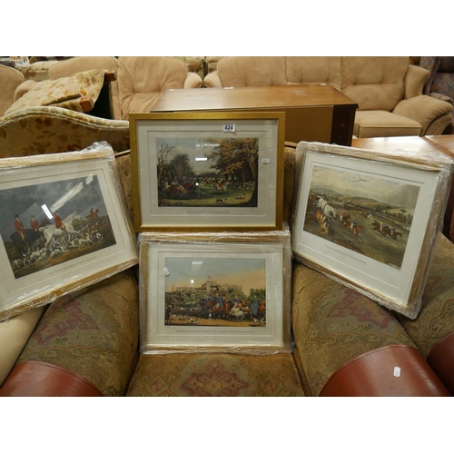 424 - SET OF 6 FRAMED HUNTING PRINTS