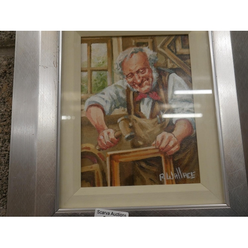 435 - ROY WALLACE OIL PAINTING CARPENTER