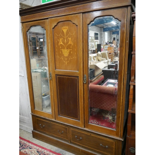 452 - EDWARDIAN INLAID WARDROBE