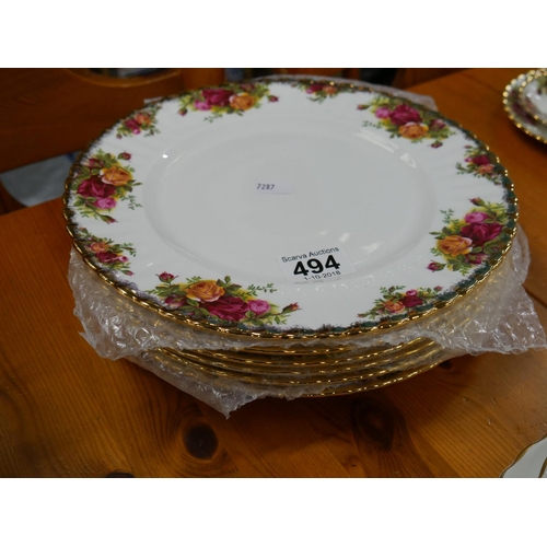 494 - 6 OLD COUNTRY ROSE DINNER PLATES