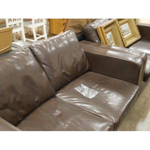 757 - PAIR OF LEATHER SETTEES