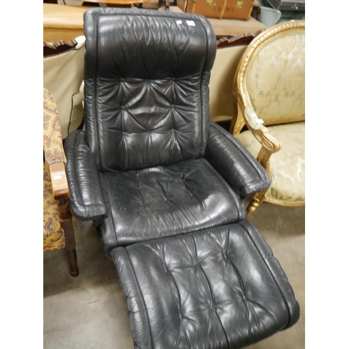 766 - SWIVEL & RECLINING LEATHER CHAIR & STOOL