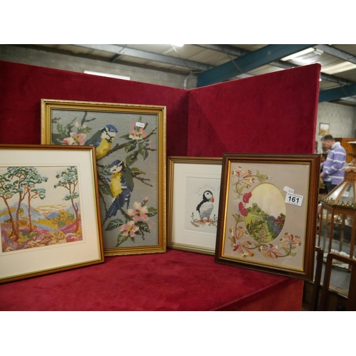 161 - LOT OF TAPESTRIES & NEEDLE WORK FRAMED