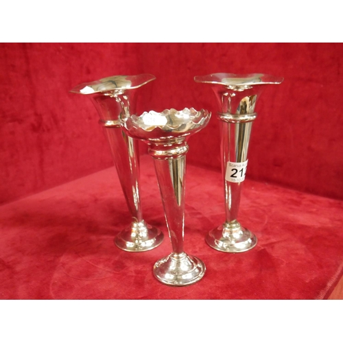 212 - 3 SILVER PLATED VASES