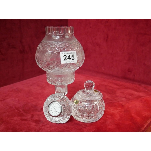 245 - TYRONE CANDLE LANTERN, CLOCK & LIDDED DISH