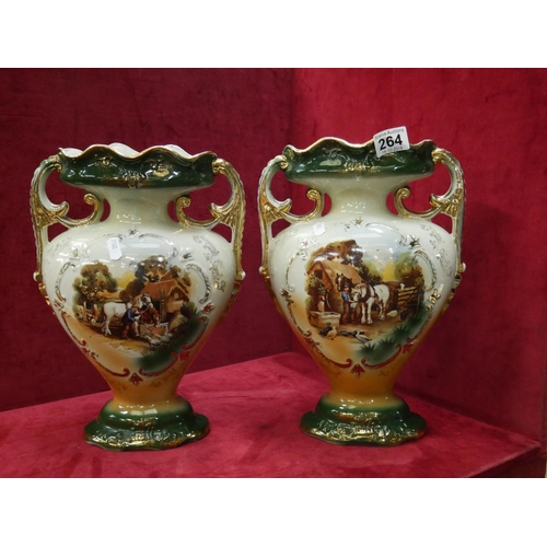 264 - PAIR OF STAFFORDSHIRE VASES