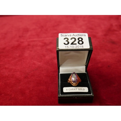 328 - 9CT GOLD AMETHYST RING