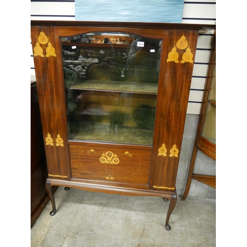 374 - INLAID ART NOUVEAU DISPLAY CABINET