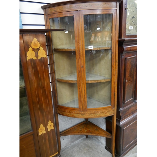 376 - BOW FRONTED SATINWOOD CABINET