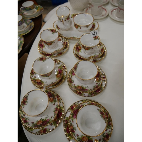 477 - 21 PIECE OLD COUNTRY ROSE TEA SET