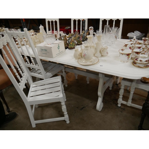 485 - PAINTED DINING TABLE & 6 CHAIRS