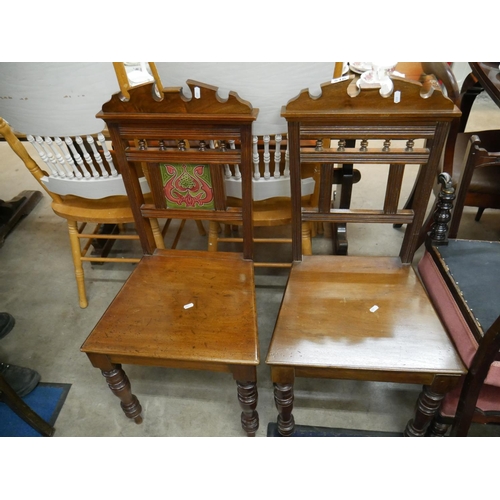 516 - PAIR OF MAHOGANY HALL CHAIRS