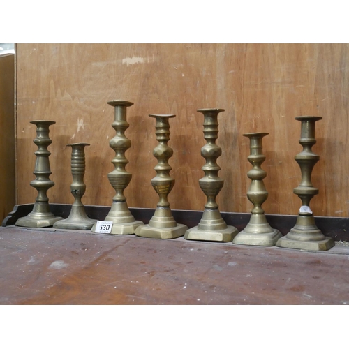 530 - LOT OF BRASS CANDLESTICKS