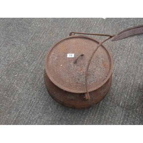 75 - LARGE BLACK POT WITH LID