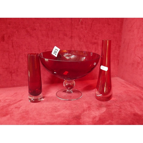 203 - RUBY GLASS X 3