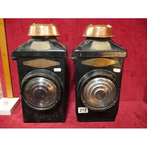 212 - PAIR OF RAILWAY LAMPS