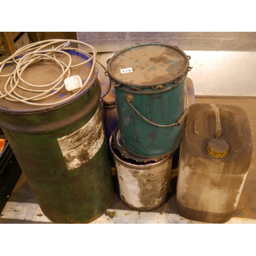 176 - LOT OF PART DRUMS OF OIL & GREASE