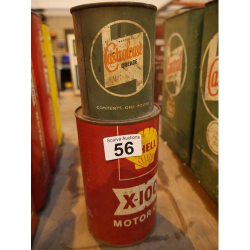 56 - TIN OF SHELL OIL & TIN OF CASTROL OIL