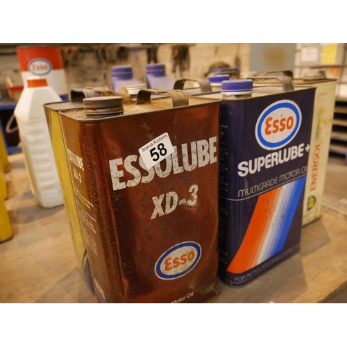 58 - 4 TINS OF ESSO OIL