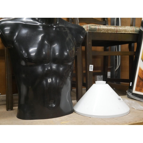 642 - VINTAGE LIGHT SHADE & MANEQUIN TORSO