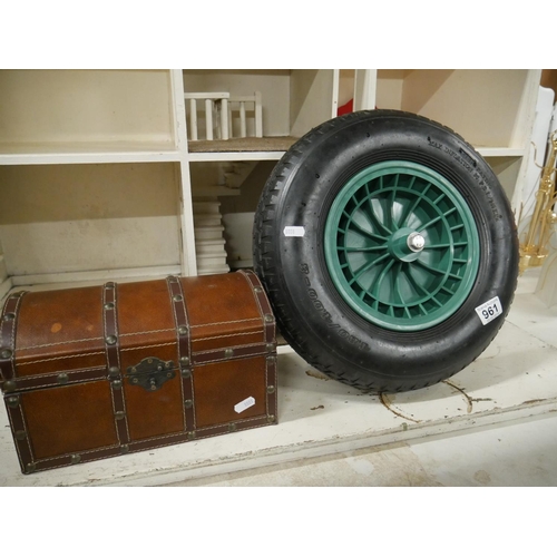 961 - WHEELBARROW WHEEL & BOX